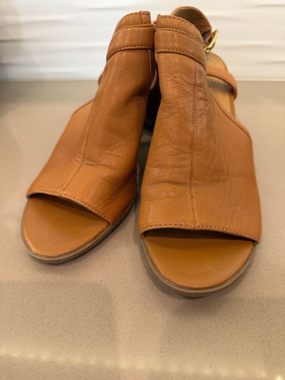 Franco Sarto Open-Toe Leather Sandals in Tan